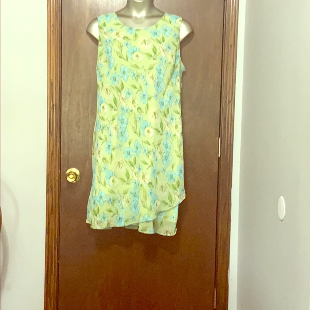 Scarlett Green Blue Floral Sleeveless Midi Dress
